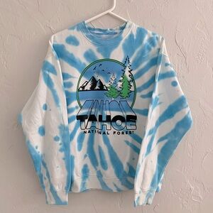 Blue and White Tie-Dye Tahoe Sweatshirt